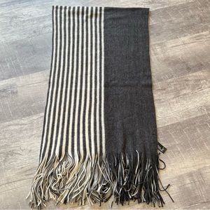 Anthropologie Striped Fringed Blanket Scarf